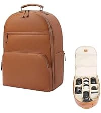 Divvia Camera Backpack Classic PU Leather with 15 Inch Laptop Compartment, Professional Camera Bag for Photographers for DSLR Large 20L