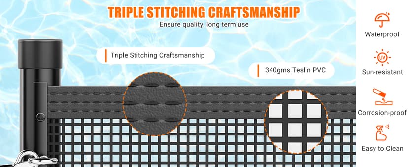 GraveeLife 4 ft x 108 ft Fence for Inground and Above Ground Pool, Mesh Pool Safety Fence with Stainless Steel Feet Outdoor Swimming Backyard Garden Pool Fencing, Black