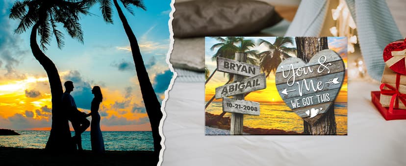 Dem Canvas Personalized Prints, Custom Photo and Name, Wedding Gifts for Couple, Anniversary Valentine Gift, Marriage Prayer Canvas, Engagement Gift (12x08)