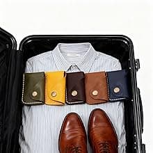 Handmade Handmade Genuine Leather Card Holder with Snap Closure - Ultra Slim Minimalist Wallet, Hand-Stitched Compact Front Pocket Card Case for Men & Women (Dark Coffee)