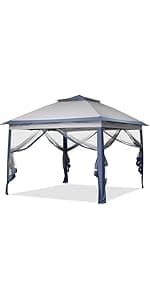 GDY 10x10 Pop Up Canopy Tent with 4 Sidewalls, Easy Set up with One Push Lift Outdoor Silver Coated Beach Gazebos, Carpas with 4 Sandbags, for Events, Parties,Camping, Black.