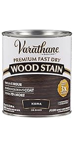 Varathane Premium Fast Dry Wood Stain | 1 Hour Dry Time | 1 Coat Color | Interior Wood Stain | Furniture, Cabinets, Doors, Trim | Half Pint | Dark Walnut