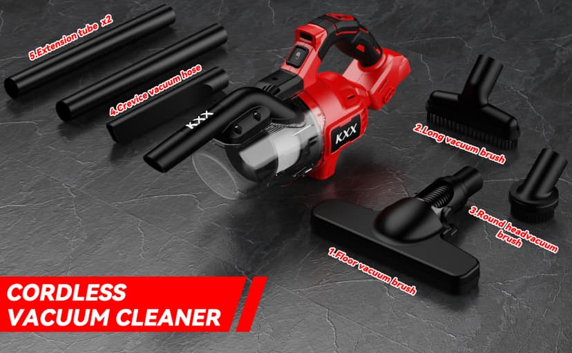 KXX Cordless Vacuum for Milwaukee M18 Battery, 5 in 1 Handheld Electric Vacuum Cleaner with 500W Powerful Motor, 46 CFM Portable Hand Vacuum with Filtration HEPA for Floor, Carpet, Car (Tool Only)