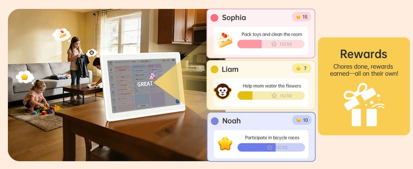 Real-time Google, Outlook and iCloud sync keeps every family member organized, with meal planning and no subscription fees. 15.6" Digital Calendar Wall Touch Screen, Chore Chart, Photo Frame, Bases B0GBVS5NX1