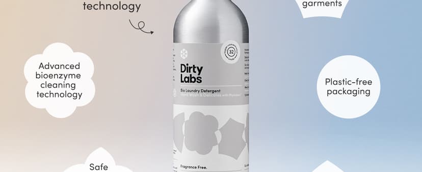 Dirty Labs Hand Wash and Delicates | Scent Free | 32 Loads (8.6 fl oz) | Bio Enzyme Liquid Laundry Detergent | For Fine Silks, Wools, Handwash Garments | Hyper-Concentrated | Non Toxic, Biodegradable | Stain & Odor Removal