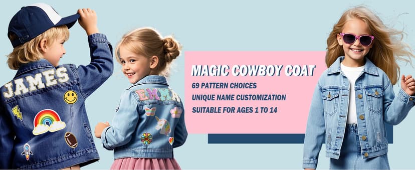 Rryoumisun Personalized Kids Denim Jacket with Names, Custom 1-14 Years Old Girls Boys Spring&Fall Outerwear Jackets B0DDDNW4CR