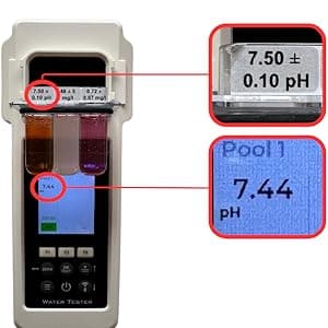 Digital Pool Water Tester Photometer – Accurate Water Analyzer for Pools, Spas & Hot Tubs – Tests 27 Parameters – Bluetooth/WiFi – App for pH, Chlorine, Alkalinity & More
