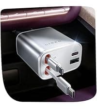 LISEN Retractable Car Charger, 69W USB C Car Accessories Adapter for iPhone 17 USB C Charger Fast Charging, Gifts for Women Men, Travel Essentials, for iPhone 17 Pro Max Air 16 15 14 13 12 Samsung S25