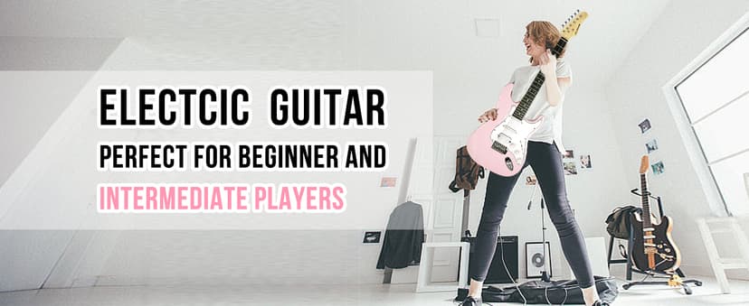 Soulmate 39 Inch Full Size Electric Guitar Starter Kit for Beginners Solid Body, HSS Pickups with 15W Amp, Gig Bag, Capo, Strap, Strings, Cable, Picks (Right-Handed,Pink)