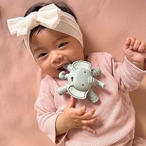 Itzy Ritzy - Ritzy Teether for Molars - Massages Sore Gums & Reaches Back Molars - Silicone Baby Teething Toy with Multiple Textures & Flexible Design - Teething Relief for 3 Months & Up (Puppy)
