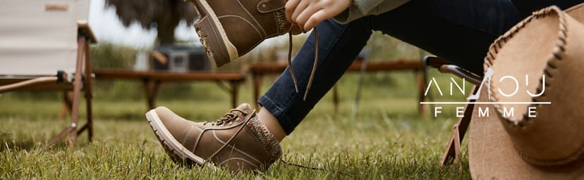 ANJOUFEMME Casual Winter Hiking Boots For Women - Womens Outdoor Snow Ankle Boots Waterproof Lightweight Lace up Fur Lined Walking Hiking Shoes