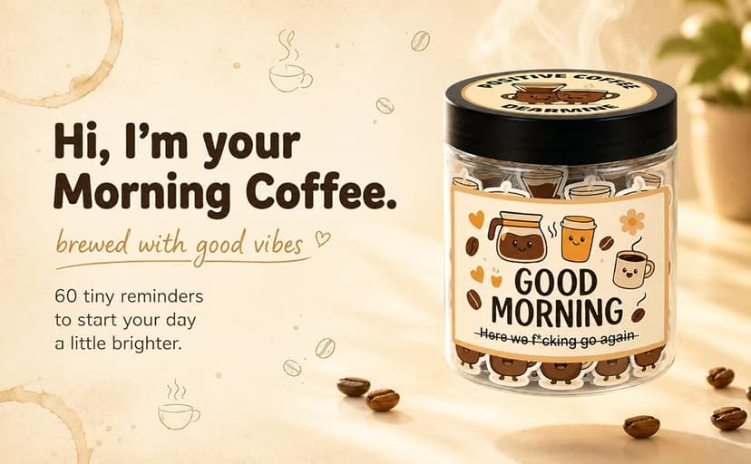 Positive Coffee Jar with 60 Affirmation Cards, Coffee Gifts For Women and Men, Dad, Mom, Coffee Themed Lover Gift, Emotional Support Latte, Cheer Up Funny Gag Gifts for Best Friends, Coworkers B0F6SGJJKC