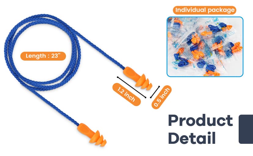 Ear Plugs for Shooting, 50 Pairs Shooting Ear Protection for Gun Range, Ear Plugs for Noise Reduction,Pliable Silicone earplugs with Cord, for Shooting, Swimming, Yoga