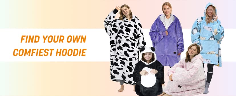 Catalonia Oversized Blanket Hoodie Sweatshirt, Wearable Sherpa Lounging Pullover for Adults Women Men