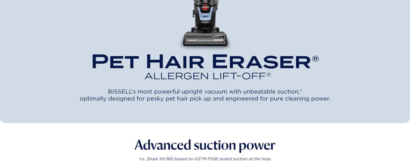 Bissell Pet Hair Eraser Allergen Lift-Off with Powerful Suction, HEPA, Tangle-Free Brush Roll, 39883
