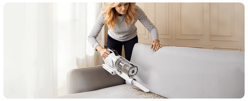 Cordless Vacuum Cleaner, 600W 50KPA 65Mins Runtime Fast Charging Vacuum Cleaner, Self-Standing LED Light Touch Screen Stick Vacuum for Home Light Weight,for Pet Hair/Carpet/Floor, White