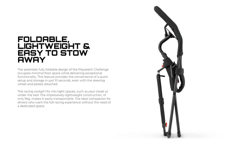 Playseat Challenge Racing Simulator Cockpit | Foldable & Adjustable | for High Performance Sim Racing | Compact & Flexible | Supports All Steering Wheels & Pedals | for PC and Console