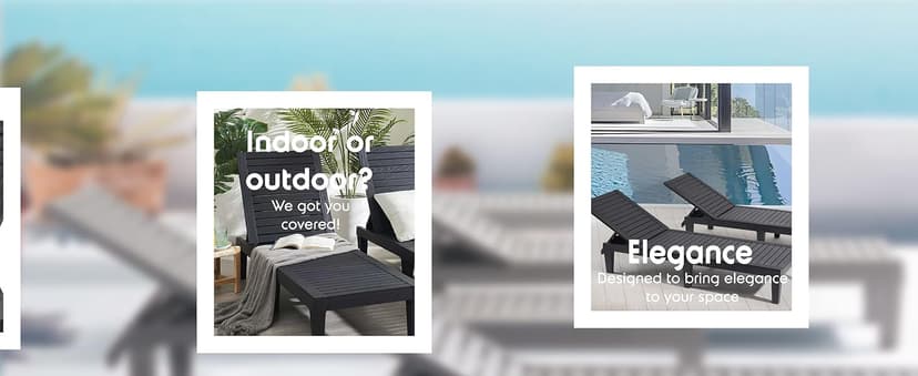 Nestl Patio Chairs - Black Chaise Lounge Chair Outdoor, 5-Position Adjustable Sun Tanning Chair, Waterproof Pool Lounge Chairs Set of 2, Reclining Lawn Chair, Lightweight Outdoor Lounge Chairs