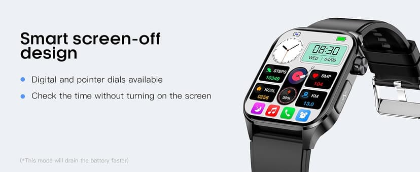 Smart Watch for Men Women, 2.04" AMOLED Color Screen, 24/7 Heart Rate, Blood Oxygen, Blood Pressure, Sleep and Stress Health Monitor, Blood and Body Composition Insights, 150 Sports Modes (Black)