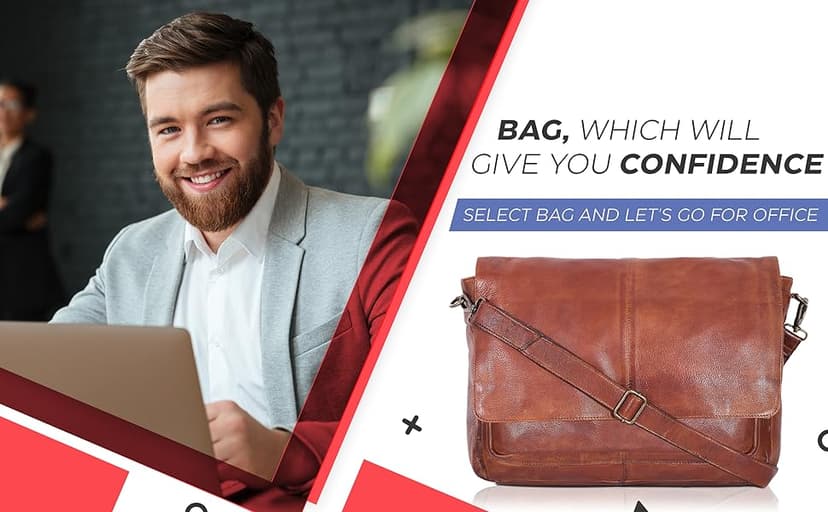 Oak Leathers Leather Messenger Bag for Men and Women - Laptop Briefcase Bag For College, Office, Adjustable Shoulder Strap