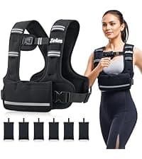 ZELUS Weighted Vest, 6lb/8lb/12lb/16lb/20lb/25lb/30lb Weight Vest with Reflective Stripe for Workout, Strength Training, Running, Fitness, Muscle Building, Weight Loss, Weightlifting