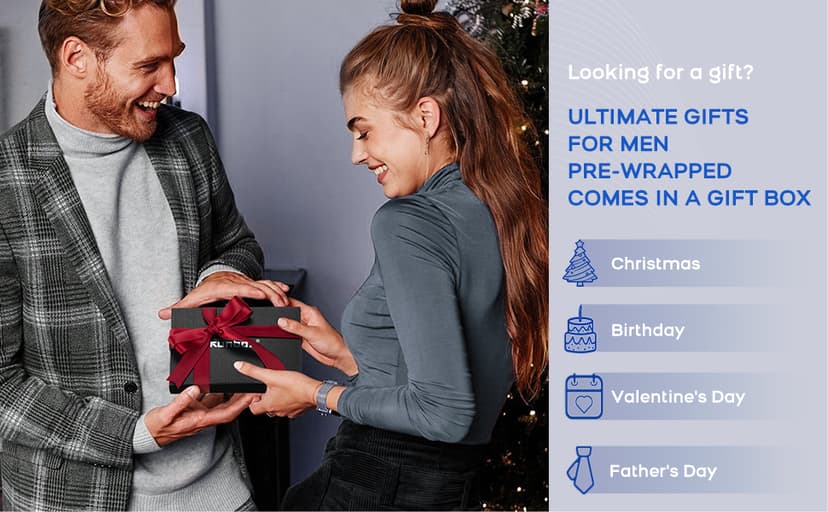 RUNBOX Mens Business Card Holder, Slim Card Wallet for Men and Women, Minimalist RFID Blocking Wallet with Pop-Up Function, Thin Design, Metal Cases Holds 6+6 Cards, Gifts for Men, Men's Accessories