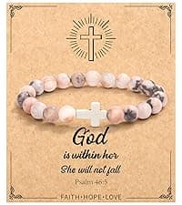 Christian Mothers-Day Gifts for Women, First Communion Confirmation Graduation Gifts Religious Cross Bracelet for Mom/Daughter/Friend/Sister/Grandma/Granddaughter/Godmother/Her, Inspirational Birthday Faith Based Jesus Jewelry