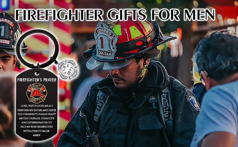 Firefighter Gifts for Men Him Firefighter Keychain Fire Fighter Gifts Adults Son Husband Cool Firefighte Gift Firefighter Accessories for Graduation Firefighters Prayer