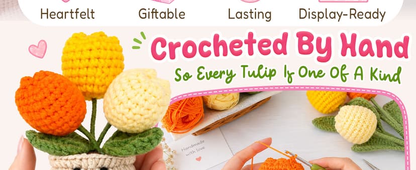 Mom Birthday Gifts, Mother Daughter Gift, Positive Crochet, Handmade Keepsake, Soft Yarn Texture, Cute Tulip Decor OASSIE Mom Gifts from Daughters Sons - Emotional Support Crochet Tulip
