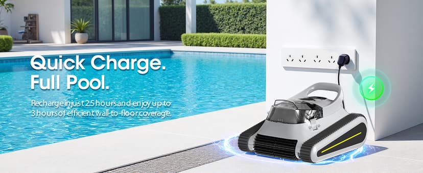 Pool Vacuum for Inground Pools & Above Ground Pool, Cordless Robotic Pool Cleaner with 180W Brushless Motor, 3-Hour Runtime, Wall-Climbing Pool Robot Scrubber for Pools up to 2150 Sq.Ft.