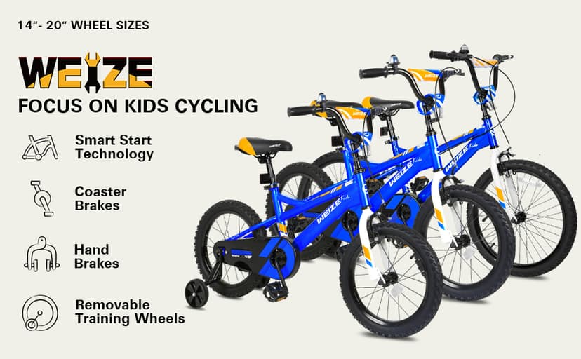 WEIZE Kids Bike,14 16 20 Inch Children Bicycle for Boys Girls Ages 3-12 Years Old, Rider Height 32-60 Inch, Coaster Brake, Multiple Color Options