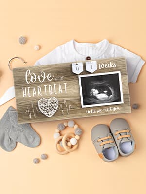 Baby Sonogram Picture Frame with Countdown Weeks - Standard 4"x3" Ultrasound Photo - Pregnancy Announcements Ideas - Gender Reveal Baby-Shower Gift - New Mom Expecting Parents to Be Keepsake Gifts