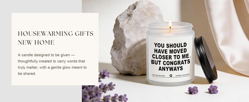 Housewarming Gifts New Home, Best Housewarming Gifts 2025 - Handmade Lavender Scented Candle - New Home Gift Candle Ideas, House Warming Gift for Friends Couple New Homeowner (7oz)