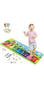 FOKI Floor Piano Mat for Toddlers, Baby Kid Sensory Educational Dancing Keyboard Carpet Animal Sounds Blanket Touch Playmat Musical Mats Birthday Toddler Toys for 1 2 3 4 5 Year Old Boy Girl Gifts