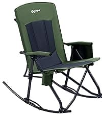 PORTAL Oversized Folding Rocking Camping Chair Portable Outdoor Rocker with High Back Hard Armrests Carry Bag, Supports 400 lbs