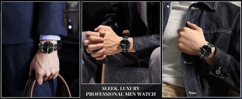 OLEVS Men’s Watches Waterproof Dress Minimalist Analog Quartz Stainless Steel Casual Men’s Wrist Watch with Day Date, Classic Luxury Elegant Roman Numerals Dial Big Face Relojes para Hombres