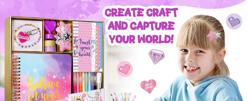 Nollh DIY Journal Kit for Girls - DIY Journal Set for Tween & Teen Girls, Stationery Set, Scrapbook & Diary Supplies Set, Journaling Art Crafts Kit, Ideal Gifts for 8 9 10 11 12 13 14 Year Old Girl