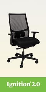 HON Convergence Ergonomic Office Chair with Mesh Back, Adjustable Arms, Lumbar Support, Synchro‑Tilt Desk Chair with Wheels for Home Office or Computer Use, Black Frame, Black