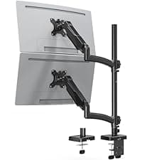 MOUNTUP Dual Monitor Stand for Desk, Monitor Arms for 2 Monitors 32 27 24 22 Inches, Height Adjustable Double Monitor Mount, VESA Mount with C-Clamp & Grommet Base, Holds 4.4-17.6lbs