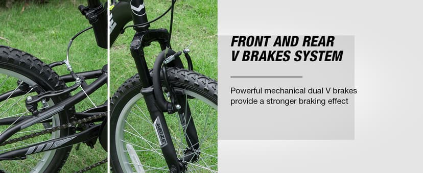 WEIZE Kids Mountain Bike, 20 24 inch Kids' Bicycles for 6-14 Years Old Boys Girls with Dual Full Suspension, 6 Speeds Drivetrain, High-Carbon Steel Frame, Ideal for Young Riders and Adventurers