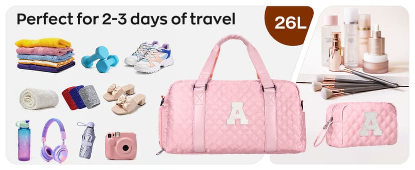Girl Gifts, Kids Overnight Bag, Birthday Gifts for Women Daughter Sister Friends 8 9 10 11 12 13 14 15 16 17 18 Year Old Girl Duffle Bag Teen Girl Gifts Trendy Stuff Initial Travel Weekender Dance Bag B0DT6QHCXW