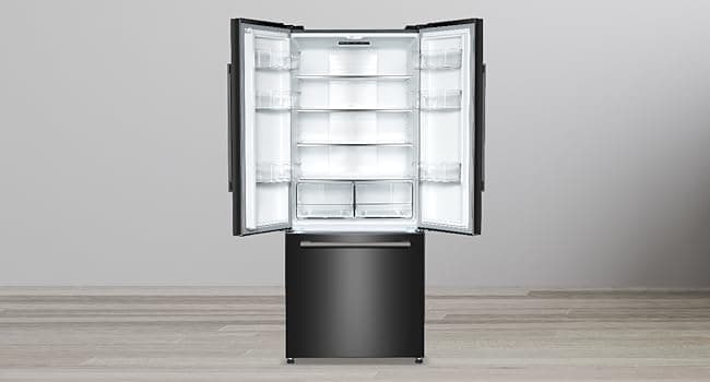 BLACK+DECKER 16 Cu. Ft. French Door Refrigerator with Built-in Ice Maker, Full Size Refrigerator with Bottom Mount Freezer Drawer, Frost Free, ENERGY STAR certified, BRF1600GIMB, Black