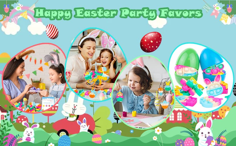 Easter Egg Fillers Basket Stuffers Mini Pop Keychain It Goodie Bag Stuffers Fidgets for Classroom Prizes Kids Party Supplies Easter Pop Fidget Toys Bulk Its Easter Party Favors for Kids 24 Pack Gifts B0DPLXDGMR