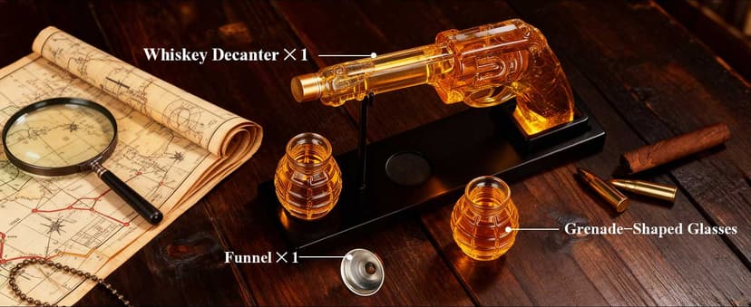 PONPUR Gifts for Men Dad, Whiskey Decanter Set with 2 Glasses, Dad Christmas Birthday Gifts, House Warming Anniversary Presents for Husband Him, Cool Whiskey Bourbon Gifts for Mens