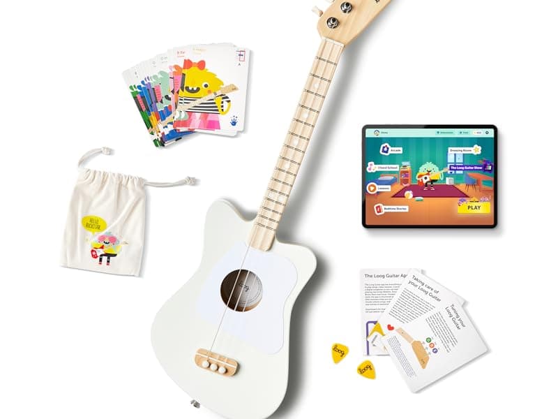 Loog Mini Acoustic kids Guitar for Beginners 3-strings Ages 3+ Learning app and lessons included