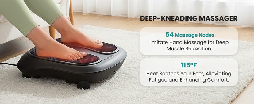 Shiatsu Heated Electric Kneading Foot Massager Machine for Plantar Fasciitis, Built-in Infrared Heat Function and Power Cord Nekteck Foot Massager with Heat, HSA Eligible FSA Massage Tools Gifts B06WGP2CVL