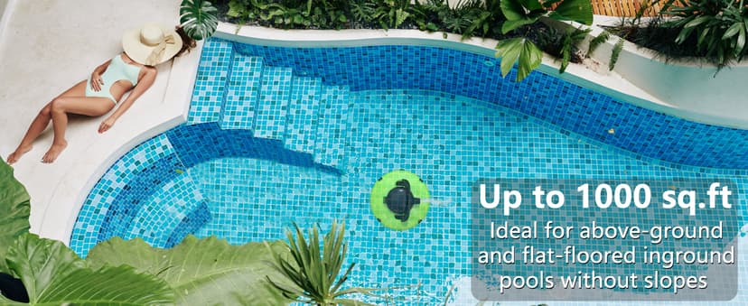 2026 Cordless Robotic Pool Cleaner - 120 Mins Automatic Pool Vacuum for Above Ground Pool & In - Ground Flat Pools up to 1000 Sq.Ft, Robot Pool Cleaner with Self - Parking Tech