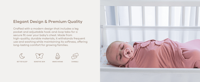 Comfy Cubs Easy Swaddle Blanket, 3 Pack - 100% Cotton Newborn Wrap, Small for 0-3 Months Infants, with Adjustable Velcro, Breathable and Durable Sleep Sack for Babies - Blush, Mauve & Mulberry