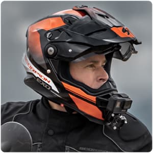 ScorpionEXO XT9000 Full Face Carbon Fiber Adventure Motorcycle Helmet with Pinlock Ready Shield Bluetooth Ready Speaker Pockets DOT ECE Trailhead (White - Large)