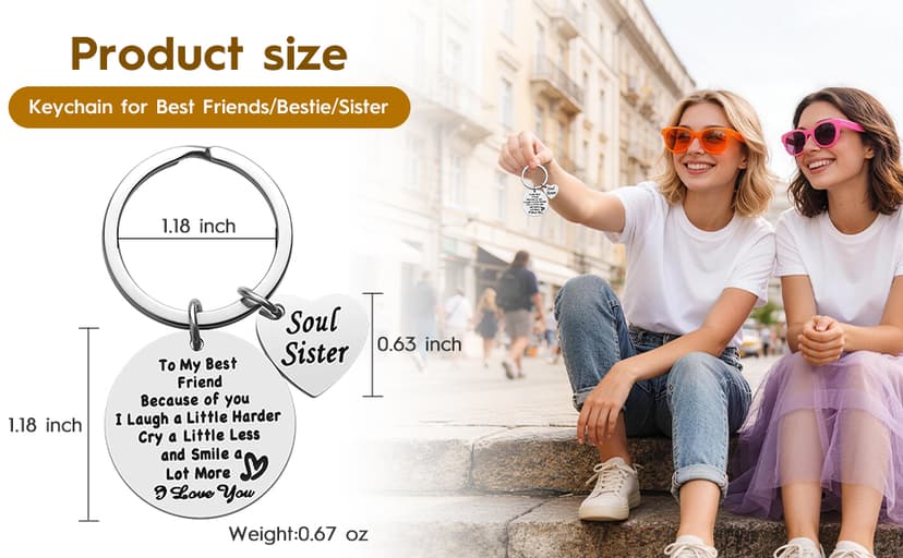 iJuqi Soul Sister Keychain Gift for Best Friends - Birthday and Christmas Gifts for Women